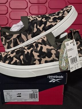 Reebok Onlux Slip-On Sneakers in Olive Camo